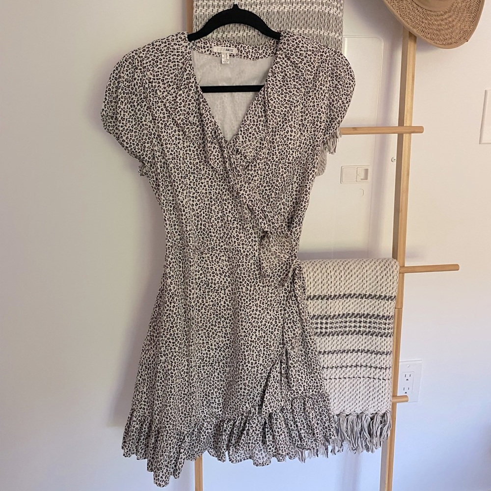Ruffle Tie Dress Leopard Print AmuseSociety